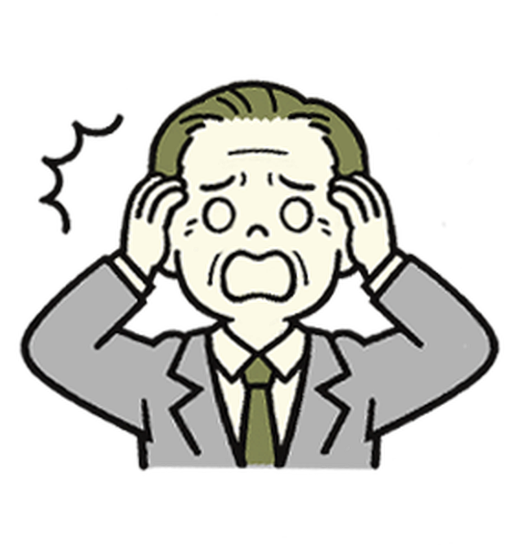 防球マット施工で困っているおじさんのイラスト